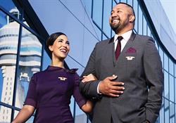 flight attendants in Zac Posen uniform, 2018
